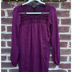 Deep Red Long Sleeve Lace Dress